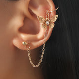New Korean Elegant Cute Rhinestone Butterfly Stud Earrings for Women Girls Fashion Metal Chain Boucle D'oreille Jewelry Gifts daiiibabyyy
