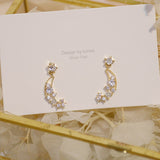 Korean Fashion Micro Inlaid CZ Hollow Moon Women Earring AAA Shine Cubic Zirconia Stud Earring Brincos Accessories Pendant Gift daiiibabyyy