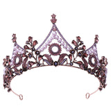 Daiiibabyyy Baroque Bronze Geometric Purple Black Crystal Pearl Bridal Tiara Crown Rhinestone Diadem Wedding Hair Accessories Tiara De Noiva