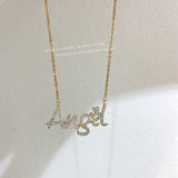 MENGJIQIAO Korean Delicate Shiny Zircon Butterfly  Choker For Women Sweet Angel Letters Crystal Pendant Necklace Jewelry daiiibabyyy