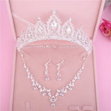 Wedding Jewelery Set Rhinestone Jewellery Necklace Sets for Women Crystal Pearl Earing Bridal Jewelry Sets Crown Tiara Bride daiiibabyyy