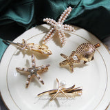 Hair Clips for Women New Style Fashion Pearl Crystal Hairpin Starfish Shell Hair Accessories for Women Jewelry Wholesale