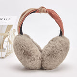 Women Imitation Rabbit Fur Warm Earmuffs Winter Two-color Hairband Ear Cover Outdoor Foldable Kawaii Girls Soft Plush Ear Muffs daiiibabyyy