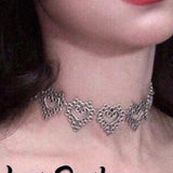 Metal Hollow Heart Necklace Big Peach Heart Women's Pearl Clavicle Chain Egirl Party Cosplay Jewelry  Wholesale daiiibabyyy
