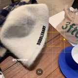 Women's Fashion Hats 2022 Female Autumn and Winter Japanese Fashion Warm Plush Bucket Hat New Rabbit Fur Fisherman Hat daiiibabyyy