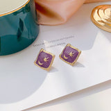 New creative design oil painting retro wind sun moon ear stud, the earrings of Korean temperament fashion woman 2022 daiiibabyyy