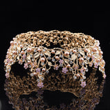 Daiiibabyyy Baroque Vintage Circle Wedding Crown Hair Jewelry Flower Tiaras Crowns Bridal Headdress Crystal Diadem Accessory Fashion