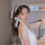 Pearl Hairbands For Women Hair Accessories Designer Band Flower Hoops Bow Wedding Headband Metal Bridal Headwear Bands Clip daiiibabyyy