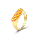 Vintage Checkerboard Finger Rings For Women Girls Punk Heart Black Geometric Metal Ring Party Gifts 2021 Trend Jewelry daiiibabyyy
