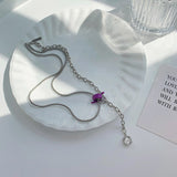 Fashion New Design Drip Oil Knotted Button Metal Chain Choker For Women Girls Sqaure Crystal Pendant Necklace Jewelry Gifts daiiibabyyy