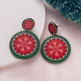 New Trendy Geometric Round Statement Earrings Cartoon Cute Snowman Snowflake Christmas Earrings Piercing Ear Jewelry for Women daiiibabyyy