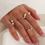 2021 New Ins Temperament Pearl Ring For Women Fashion And Popular Opening Adjustable Ring Retro Combination Banquet Gift daiiibabyyy