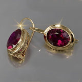 Exquisite Women Fashion Silver and Gold Color Inlaid Red Stone Crystal Drop Earrings for Women Bridal Engagement Wedding Jewelry daiiibabyyy