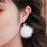 New Cute Pompon Snowman Christmas Tree Drop Earrings Fashion Snowflake Santa Claus Christmas Earrings For Women Party Jewelry daiiibabyyy