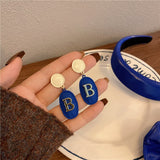 FFLACELL New Fashion Vintage Blue Geometric Series Irregular Earrings For Women Girls Simple Trend Creative Party Jewelry daiiibabyyy