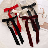 17KM Vintage Black Velvet Bow Elastic Hair Bands For Women Girls Hair Ribbon Scrunchies Hair Tie Headwear Hair Accessories daiiibabyyy