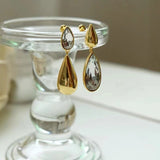 Daiiibabyyy Statement Water Drop Metallic Dangle Earrings For Female High Grade AB Earring