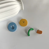 Interesting geometric asymmetry creative wacky comic face earrings, stylish oil painting women's earrings, 2022 new jewelry daiiibabyyy