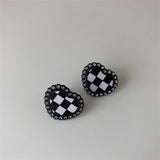 FFLACELL Korean Fashion Simple Metal Black White Chessboard earring For Women Girls Temperament All-match Daily Party Jewelry daiiibabyyy