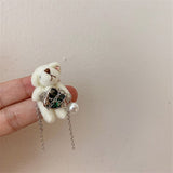 2021 New Korean Cute Bear Heart-shaped Tassel Earrings For Women Girls Simple Fashion Personality All-match Party Jewelry daiiibabyyy
