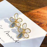 Fashion Exaggerate Crystal Big Flower Stud Earrings Party Jewelry Gifts For Women Korean Chic Noble White Blue Earring Brincos daiiibabyyy