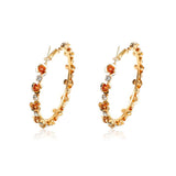2022 New Big Circle Round Hoop Earrings for Women's Fashion Statement Golden Rose Zircon Punk Charm Earrings Party Jewelry daiiibabyyy