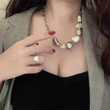 Large Baroque Irregular Pearl Statement Necklace For Women Elegant Colorful Pearl Popular Jewelry Clavicle Chain Ins Choker daiiibabyyy
