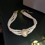 SHANGZHIHUA The elegant light luxury three-layer pearl collar, 2022 new trend jewelry fashion woman's necklace party gift daiiibabyyy