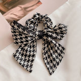 2022 Houndstooth Bow Streamers Hair Ring Ribbon Girl Hair Bands Scrunchies Ponytail Hair Bows Girl Holder Rope Hair Accessories daiiibabyyy