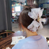 Organza Polka Dot Floral Shark Hair Clips Fashion Hair Claw Clips Accessories Bow Grabbing Clip Women Boutique Hairpin Hairgrips daiiibabyyy