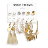 Fashion Gold Hoop Earrings Set Women Pearl Hoop Earrings Oversize Metal Circle Punk Earring 2022 Female Fashion Jewelry Dangler daiiibabyyy