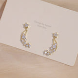 Korean Fashion Micro Inlaid CZ Hollow Moon Women Earring AAA Shine Cubic Zirconia Stud Earring Brincos Accessories Pendant Gift daiiibabyyy