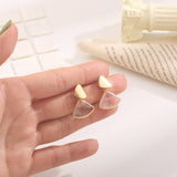 Korea new fund earring female temperament is contracted joker fan-shaped glass female ear nail earring is tasted daiiibabyyy
