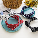 Bow Wide Brimmed Head Hoop For Women Hair Accessories Boho Floral Print Headbands Cross Knot Hair Hoop Vintage Elegant Headwear daiiibabyyy