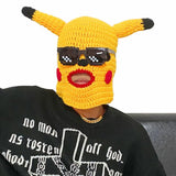 Unisex Pikachu Funny Hat Balaclava Wool Knit Hat Party Cosplay Funny Beanie Skull Hat Women and Men Handmade Cartoon Hat daiiibabyyy