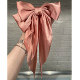 New Headwear Big Large Satin Bow Hairpins Barrettes for Women Girls Wedding Long Ribbon Hair Clip Hairgrip Bow Hair Accessories daiiibabyyy