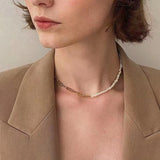 Elegant Natural Freshwater Irregular Pearl Necklace for Women Gold Chunky Link Chain Asymmety Chokers Stitching Charm Jewelry daiiibabyyy