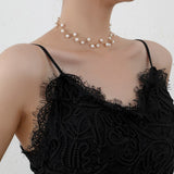 Lost Lady 2022 New Women's Neck Chain Kpop Pearl Choker Necklace Gold Color Jewelry Clavicle Chain Elegant Collar For Girl daiiibabyyy