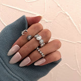 Daiiibabyyy Gold Silver Color Butterfly Open Rings Set For Women Girl Wedding Engagement Party Knuckles Jewelry Trends Punk Chain Rings