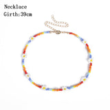 Daiiibabyyy IngeSight.Z Bohemian Colorful Beads Flower Choker Necklace for Women Summer Statement Short Collar Clavicle Chain Jewelry