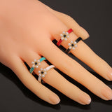 European and American Style Jewelry Copper Drop Oil Flower Ring Temperament Pearl Ring Personality Geometric Jewelry Lover Gift daiiibabyyy