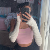 New Long Fingerless Gloves Womens Winter Warmer Knitted Arm Sleeve Fine Casual Soft Girl Goth Clothes Women Punk Gothic Gloves daiiibabyyy