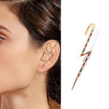New Ear Needle Wrap Crawler Hook Earrings for Women Surround Auricle Diagonal Stud Copper Inlaid Zircon Piercing Earrings /1 Pc daiiibabyyy
