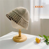 Winter Bucket Hat For Women Men Fashion Warm Cap Unisex Elasticity Knit Beanie Hats 2022 Fashion Beige hat daiiibabyyy