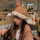 Fashion Women Hats 2022 Suede Pointy Landlord Hat Women's Autumn and Winter Warmth Fashion Melon Skin Baotou Hat Trend daiiibabyyy