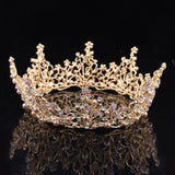 Daiiibabyyy Baroque Vintage Circle Wedding Crown Hair Jewelry Flower Tiaras Crowns Bridal Headdress Crystal Diadem Accessory Fashion