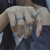 Daiiibabyyy Gold Silver Color Butterfly Open Rings Set For Women Girl Wedding Engagement Party Knuckles Jewelry Trends Punk Chain Rings