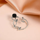 2022 New Vintage Silver Black Rose Earrings Ring Necklace Retro Ear Pendant Popular Engagement for Women Earring Accessories daiiibabyyy