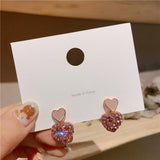 Earrings for Women Pink Heart-shaped Crystal Earrings Fashion Women Jewelry daiiibabyyy