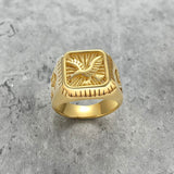 Daiiibabyyy American Eagle Animal Signet Ring for Men Golden Stainless Steel Male Jewelry